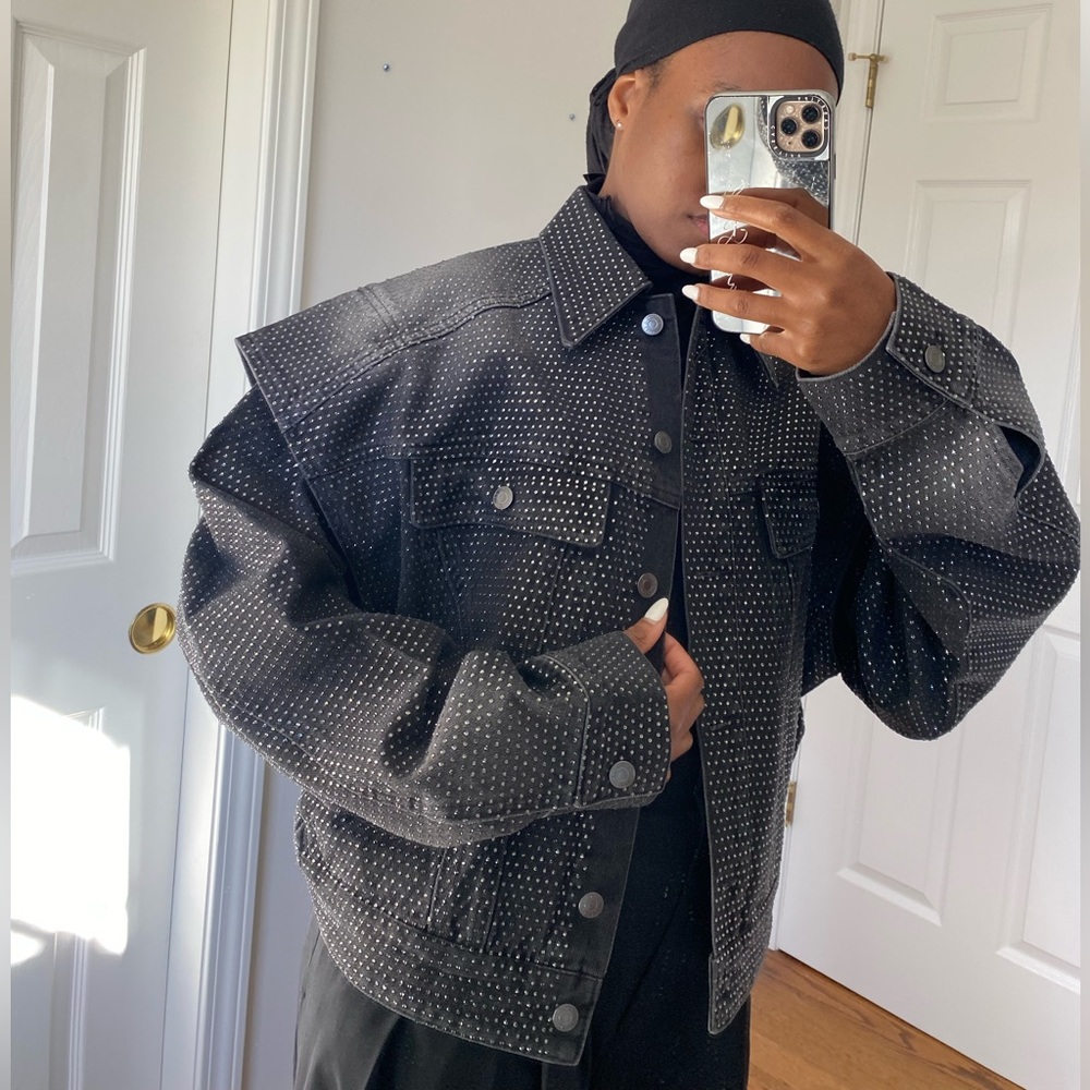H&M Studio collection rhinestone embellished denim jacket - Picture 3 of 5